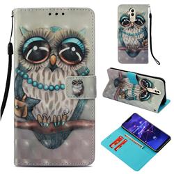 Sweet Gray Owl 3D Painted Leather Wallet Case for Huawei Mate 20 Lite