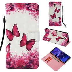Rose Butterfly 3D Painted Leather Wallet Case for Huawei Mate 20 Lite