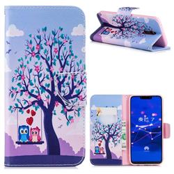 Tree and Owls Leather Wallet Case for Huawei Mate 20 Lite
