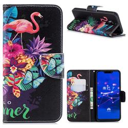 Flowers Flamingos Leather Wallet Case for Huawei Mate 20 Lite