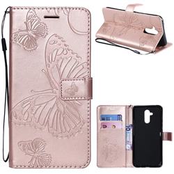 Embossing 3D Butterfly Leather Wallet Case for Huawei Mate 20 Lite - Rose Gold