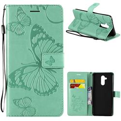 Embossing 3D Butterfly Leather Wallet Case for Huawei Mate 20 Lite - Green