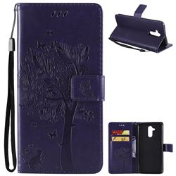 Embossing Butterfly Tree Leather Wallet Case for Huawei Mate 20 Lite - Purple