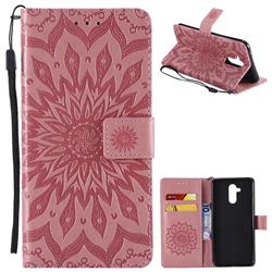 Embossing Sunflower Leather Wallet Case for Huawei Mate 20 Lite - Pink