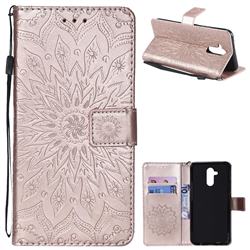 Embossing Sunflower Leather Wallet Case for Huawei Mate 20 Lite - Rose Gold
