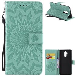 Embossing Sunflower Leather Wallet Case for Huawei Mate 20 Lite - Green