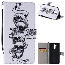 Skull Head PU Leather Wallet Case for Huawei Mate 20 Lite
