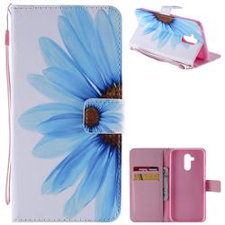 Blue Sunflower PU Leather Wallet Case for Huawei Mate 20 Lite