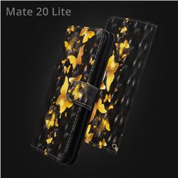 Golden Butterfly 3D Painted Leather Wallet Case for Huawei Mate 20 Lite