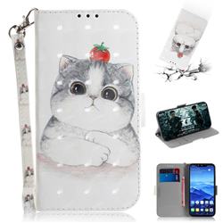 Cute Tomato Cat 3D Painted Leather Wallet Phone Case for Huawei Mate 20 Lite