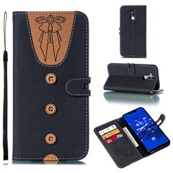 Ladies Bow Clothes Pattern Leather Wallet Phone Case for Huawei Mate 20 Lite - Black