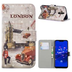 Retro London 3D Painted Leather Phone Wallet Case for Huawei Mate 20 Lite