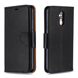 Classic Luxury Litchi Leather Phone Wallet Case for Huawei Mate 20 Lite - Black