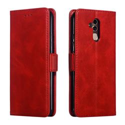 Retro Classic Calf Pattern Leather Wallet Phone Case for Huawei Mate 20 Lite - Red