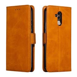 Retro Classic Calf Pattern Leather Wallet Phone Case for Huawei Mate 20 Lite - Yellow