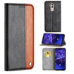 Classic Business Ultra Slim Magnetic Sucking Stitching Flip Cover for Huawei Mate 20 Lite - Brown
