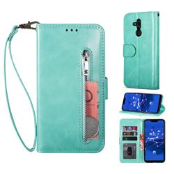 Retro Calfskin Zipper Leather Wallet Case Cover for Huawei Mate 20 Lite - Mint Green
