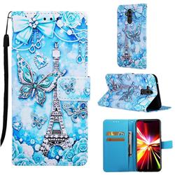 Tower Butterfly Matte Leather Wallet Phone Case for Huawei Mate 20 Lite