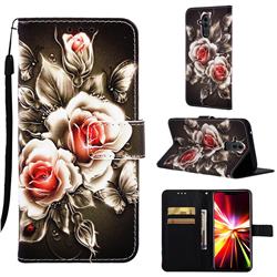 Black Rose Matte Leather Wallet Phone Case for Huawei Mate 20 Lite
