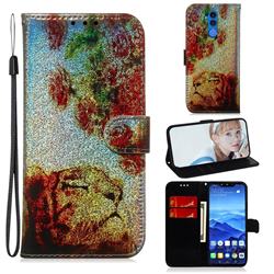 Tiger Rose Laser Shining Leather Wallet Phone Case for Huawei Mate 20 Lite