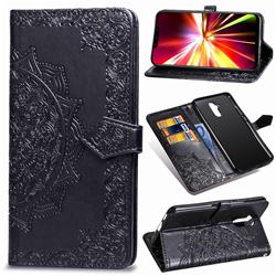 Embossing Imprint Mandala Flower Leather Wallet Case for Huawei Mate 20 Lite - Black
