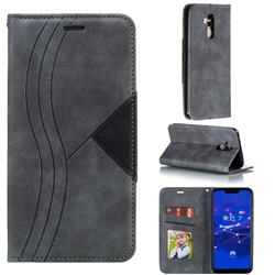 Retro S Streak Magnetic Leather Wallet Phone Case for Huawei Mate 20 Lite - Gray