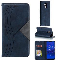 Retro S Streak Magnetic Leather Wallet Phone Case for Huawei Mate 20 Lite - Blue