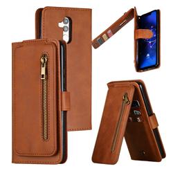 Multifunction 9 Cards Leather Zipper Wallet Phone Case for Huawei Mate 20 Lite - Brown