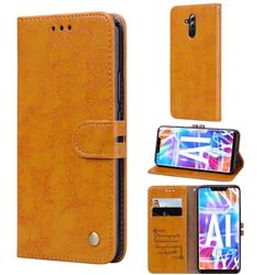 Luxury Retro Oil Wax PU Leather Wallet Phone Case for Huawei Mate 20 Lite - Orange Yellow
