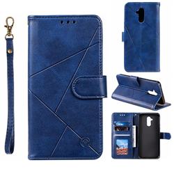 Embossing Geometric Leather Wallet Case for Huawei Mate 20 Lite - Blue