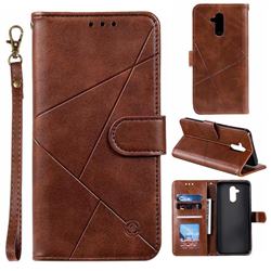 Embossing Geometric Leather Wallet Case for Huawei Mate 20 Lite - Brown