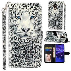 White Leopard 3D Leather Phone Holster Wallet Case for Huawei Mate 20 Lite