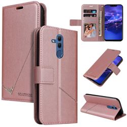 GQ.UTROBE Right Angle Silver Pendant Leather Wallet Phone Case for Huawei Mate 20 Lite - Rose Gold