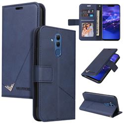 GQ.UTROBE Right Angle Silver Pendant Leather Wallet Phone Case for Huawei Mate 20 Lite - Blue