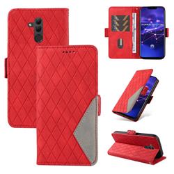 Grid Pattern Splicing Protective Wallet Case Cover for Huawei Mate 20 Lite - Red
