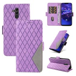 Grid Pattern Splicing Protective Wallet Case Cover for Huawei Mate 20 Lite - Purple
