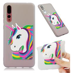 Rainbow Unicorn Soft 3D Silicone Case for Huawei Mate 20 Pro - Translucent White