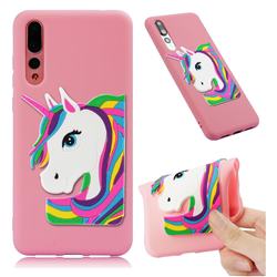 Rainbow Unicorn Soft 3D Silicone Case for Huawei Mate 20 Pro - Pink