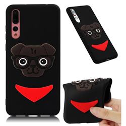 Glasses Dog Soft 3D Silicone Case for Huawei Mate 20 Pro - Black