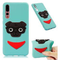 Glasses Dog Soft 3D Silicone Case for Huawei Mate 20 Pro - Sky Blue