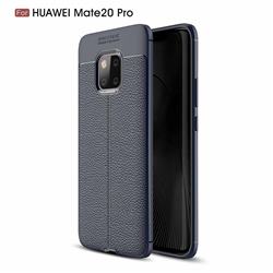 Luxury Auto Focus Litchi Texture Silicone TPU Back Cover for Huawei Mate 20 Pro - Dark Blue