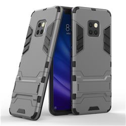 Armor Premium Tactical Grip Kickstand Shockproof Dual Layer Rugged Hard Cover for Huawei Mate 20 Pro - Gray