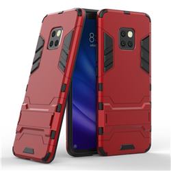 Armor Premium Tactical Grip Kickstand Shockproof Dual Layer Rugged Hard Cover for Huawei Mate 20 Pro - Wine Red
