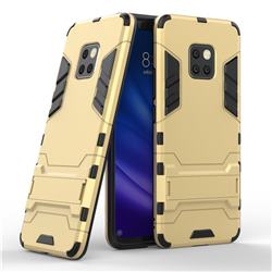 Armor Premium Tactical Grip Kickstand Shockproof Dual Layer Rugged Hard Cover for Huawei Mate 20 Pro - Golden