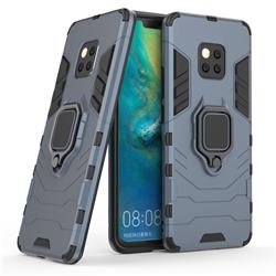 Black Panther Armor Metal Ring Grip Shockproof Dual Layer Rugged Hard Cover for Huawei Mate 20 Pro - Blue