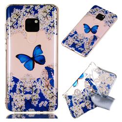 Blue Butterfly Flower Super Clear Soft TPU Back Cover for Huawei Mate 20 Pro