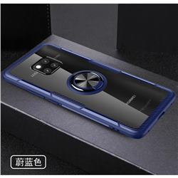 Acrylic Glass Carbon Invisible Ring Holder Phone Cover for Huawei Mate 20 Pro - Azure