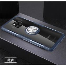 Acrylic Glass Carbon Invisible Ring Holder Phone Cover for Huawei Mate 20 Pro - Navy