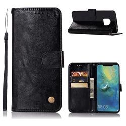 Luxury Retro Leather Wallet Case for Huawei Mate 20 Pro - Black