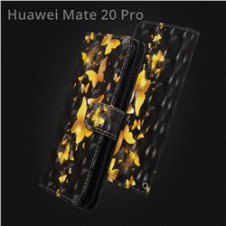 Golden Butterfly 3D Painted Leather Wallet Case for Huawei Mate 20 Pro